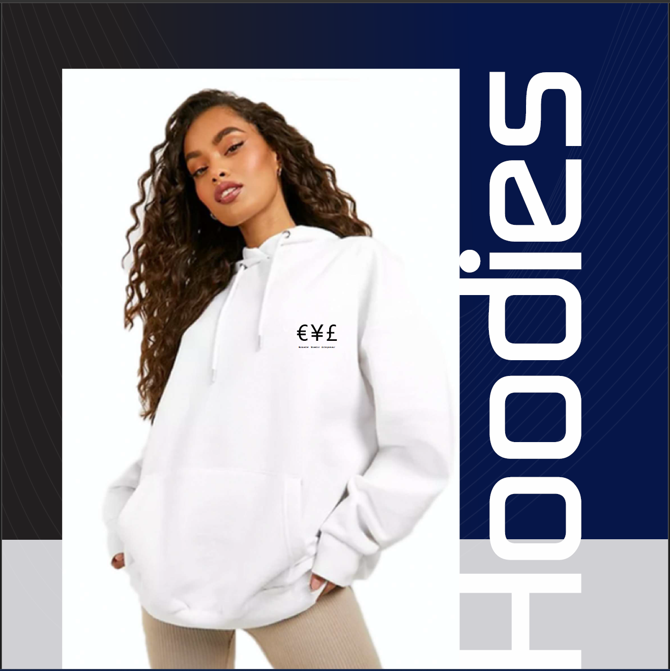 Image of a woman wearing a white long sleeve hoodie