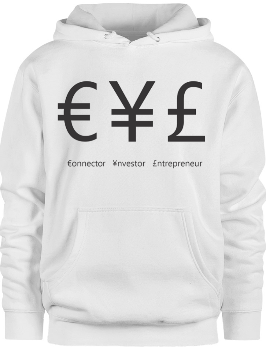 Close up image, white long sleeve hoodie, front