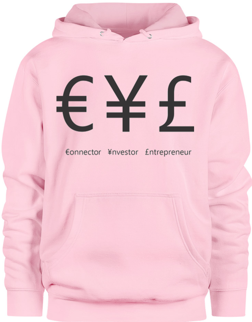 Close up image, pink long sleeve hoodie, front