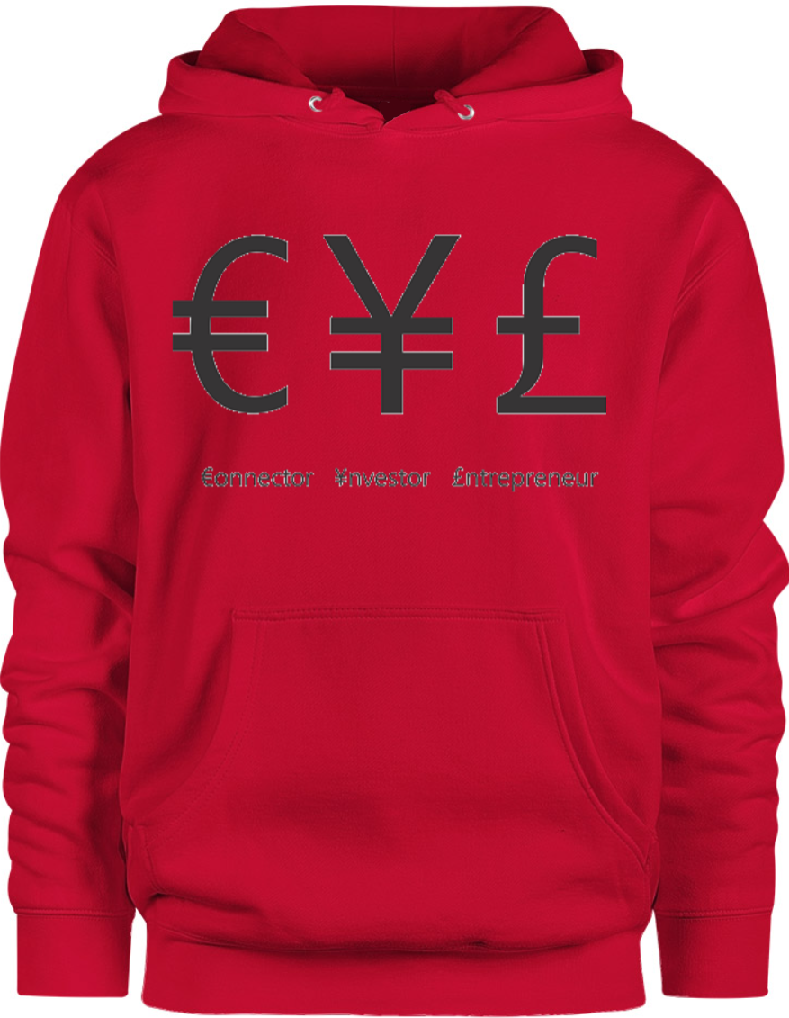 Close up image, red long sleeve hoodie, front